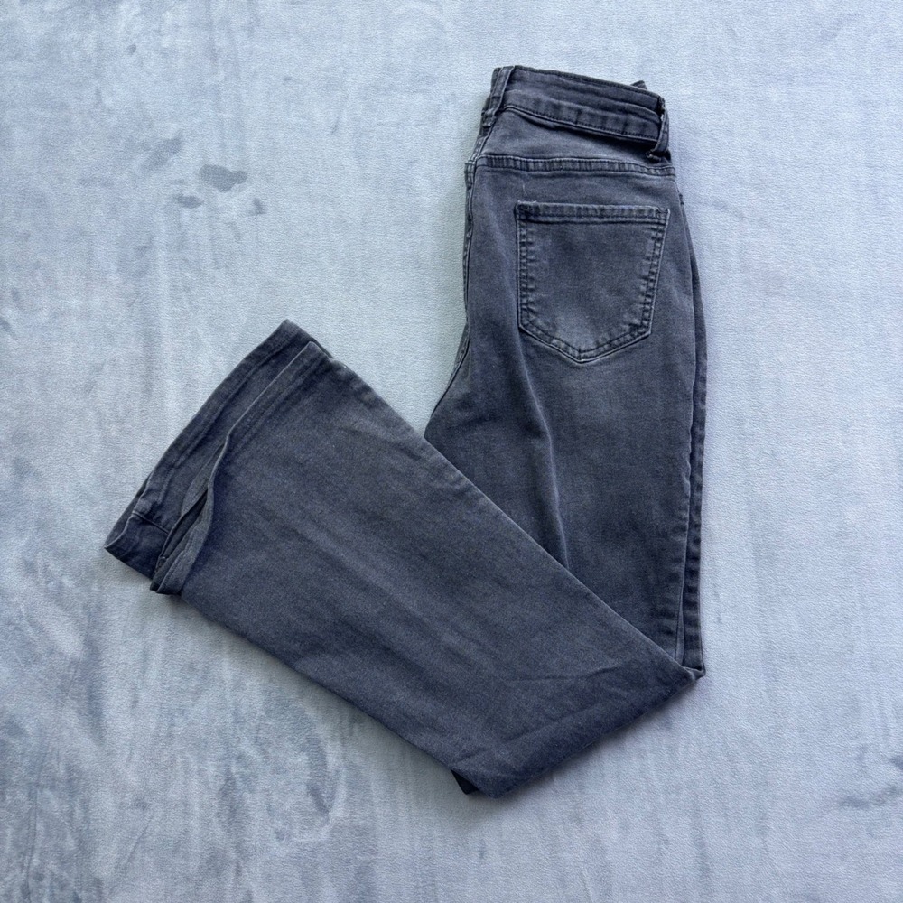 Womens High Waisted Flare Jeans Charcoal Gray Bell Bottom Denim Pants 26x25